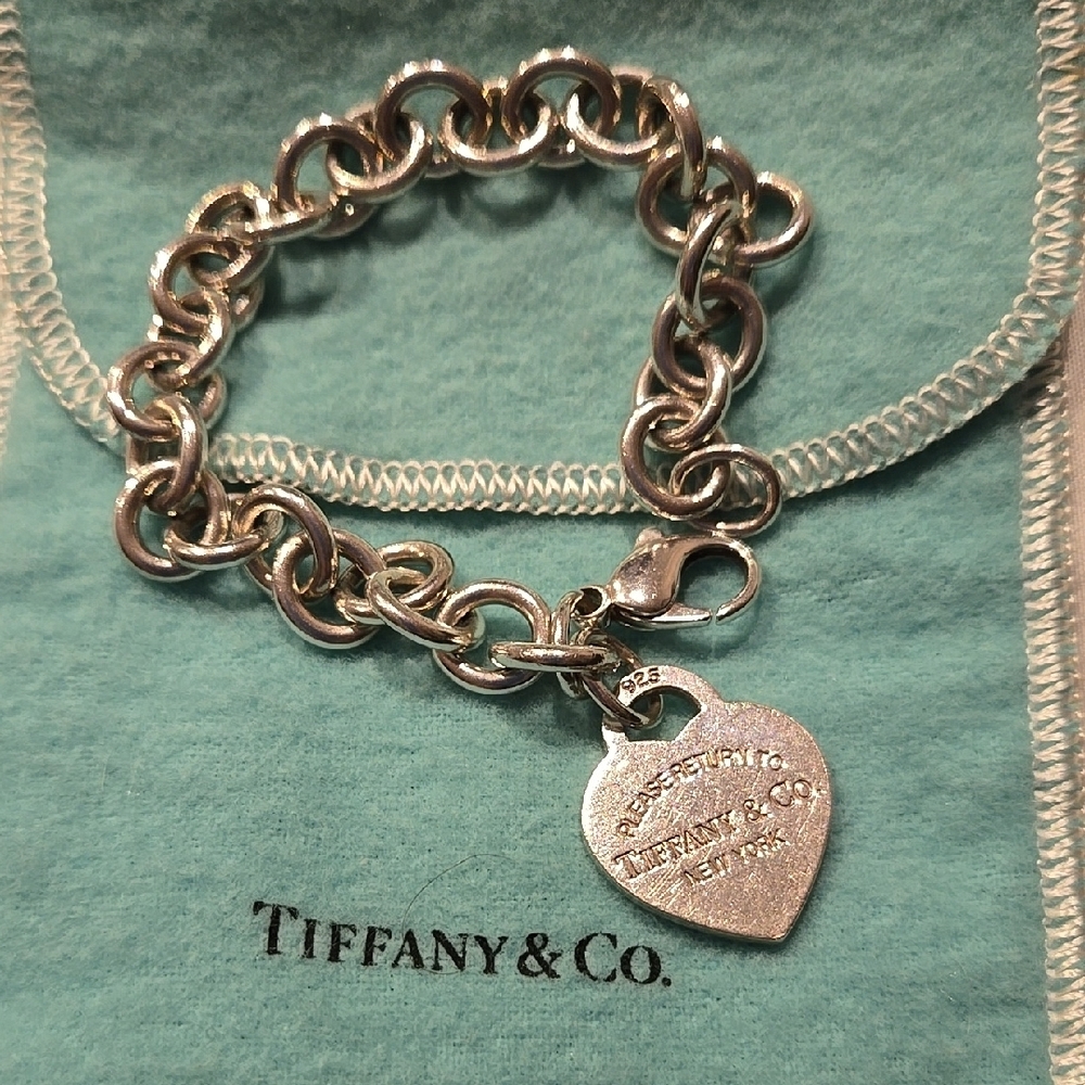 Tiffany & Co Silver Bracelet with Heart Charm